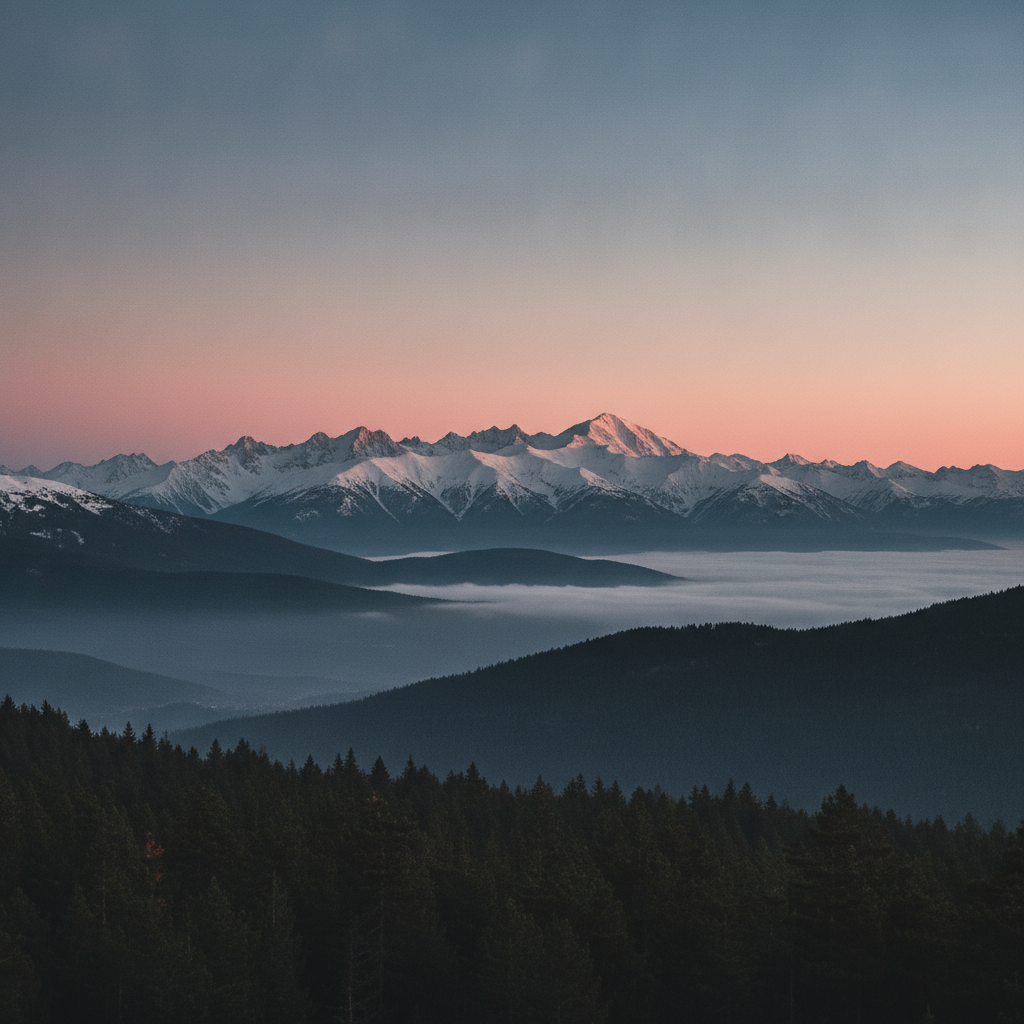 Cumbres nevadas del Pirineo Aragonés al amanecer